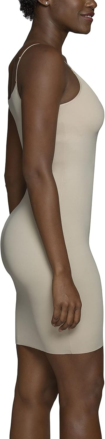 image:imageVanity Fair Womens Shapewear Slip Tummy Control Full Slip Cami Dress Seamless Smoothing Adjustable Spaghetti StrapDamask Neutral