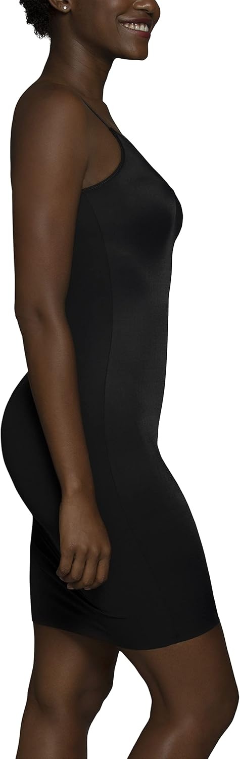 image:imageVanity Fair Womens Shapewear Slip Tummy Control Full Slip Cami Dress Seamless Smoothing Adjustable Spaghetti StrapMidnight Black