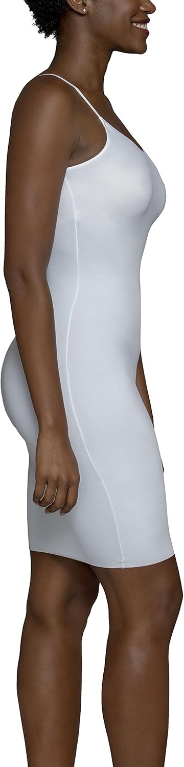 image:imageVanity Fair Womens Shapewear Slip Tummy Control Full Slip Cami Dress Seamless Smoothing Adjustable Spaghetti StrapStar White