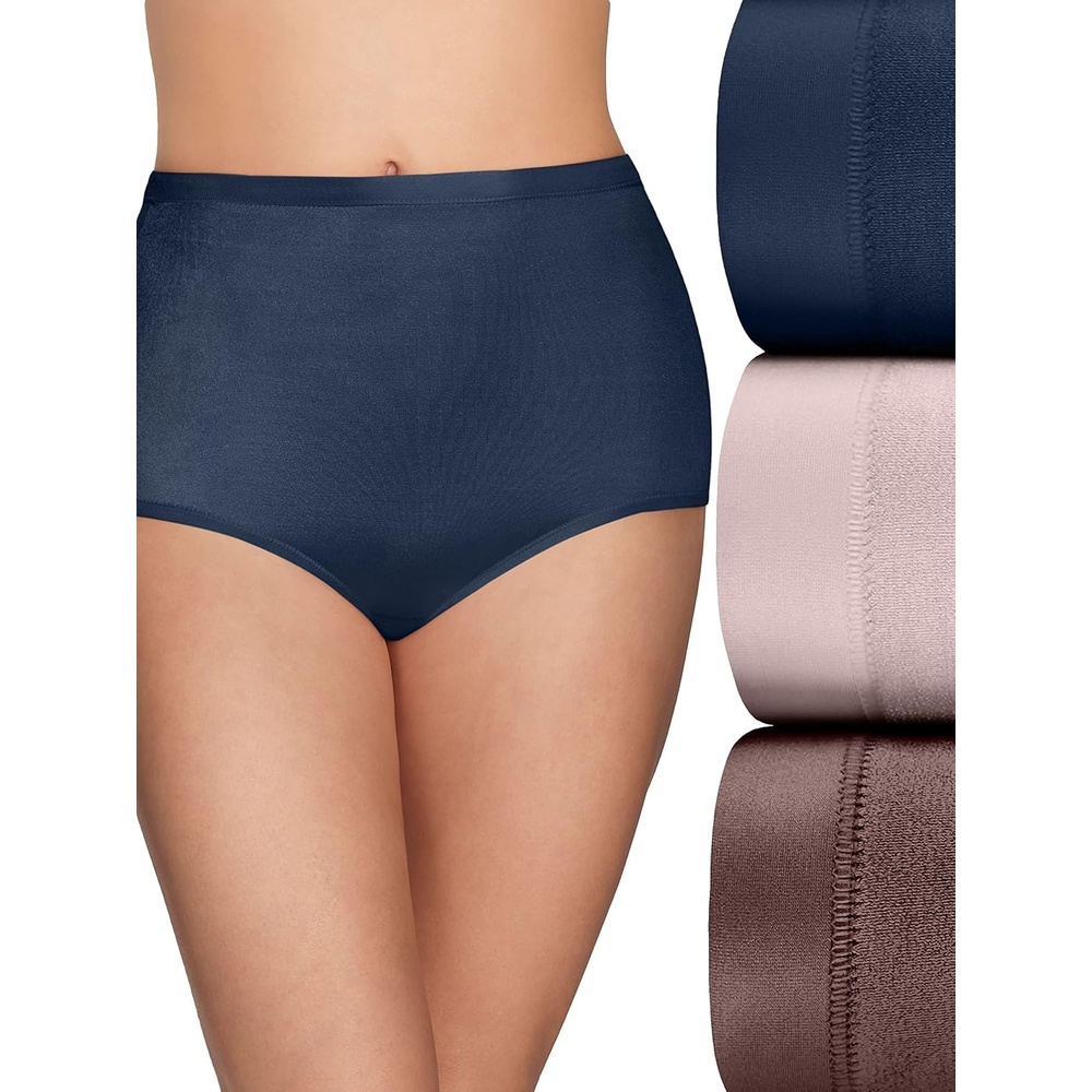 image:imageVanity Fair Womens Body Caress Flexible Fit PantiesBrief 3 Pack ChocolateQuartzNavy