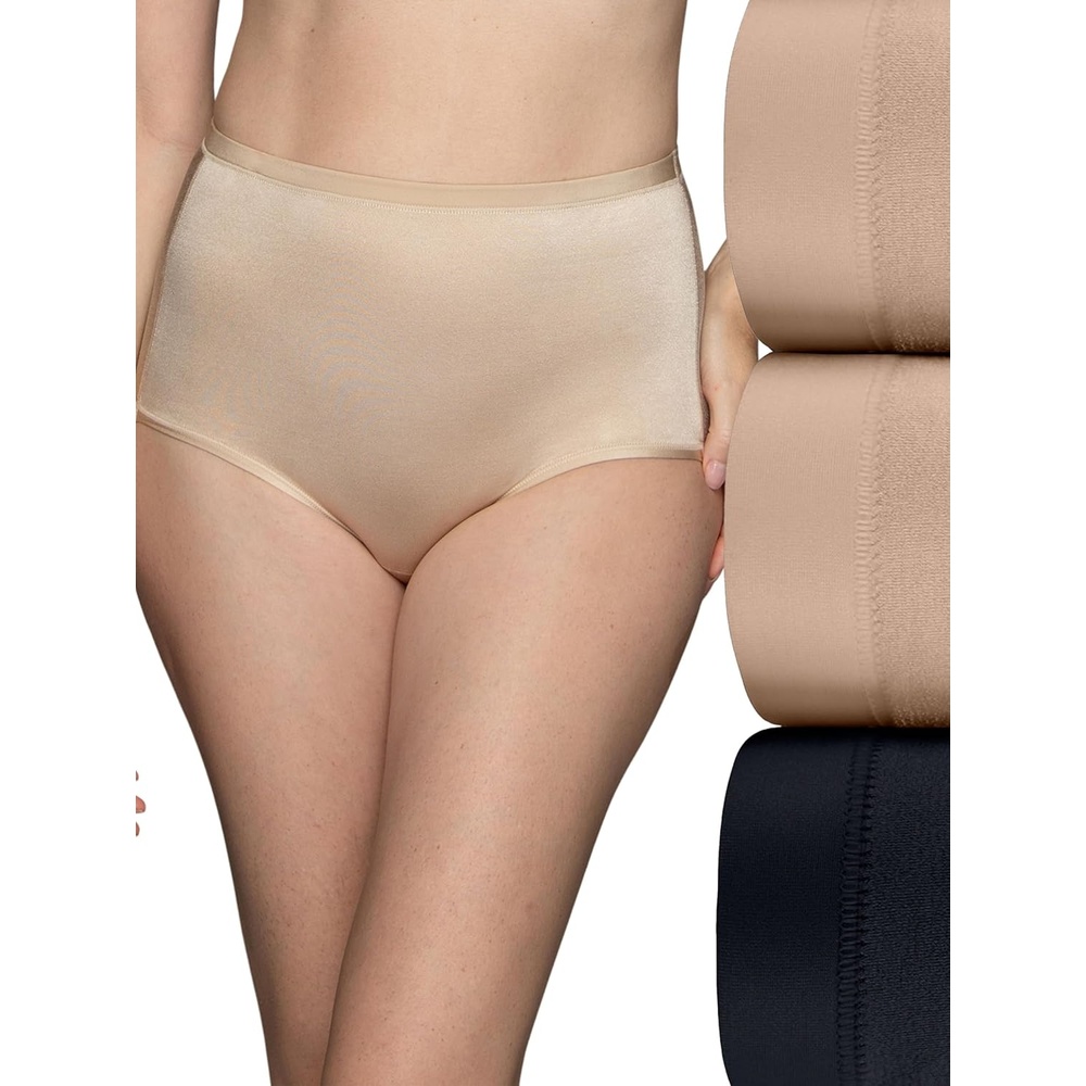 image:imageVanity Fair Womens Body Caress Flexible Fit PantiesBrief 3 Pack NeutralNeutralBlack