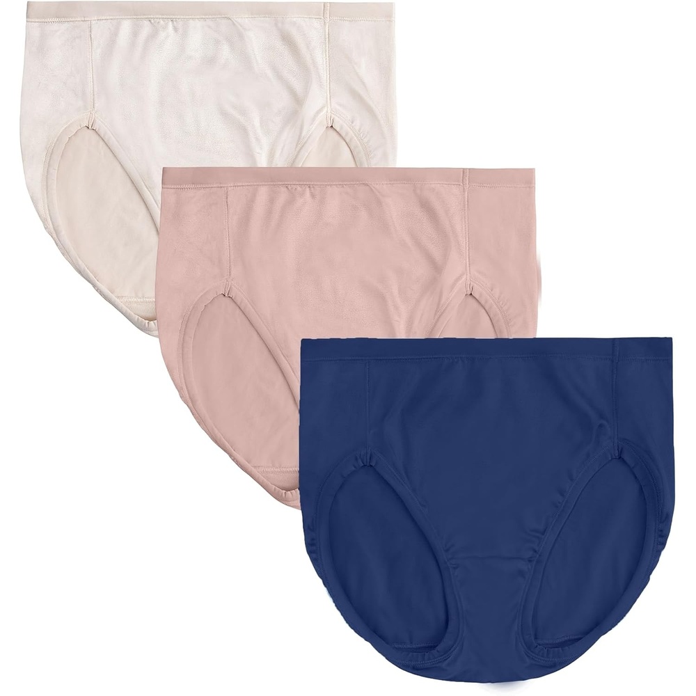 image:imageVanity Fair Womens Body Caress Flexible Fit PantiesHi Cut 3 Pack Baked BlushCasual NavyFawn