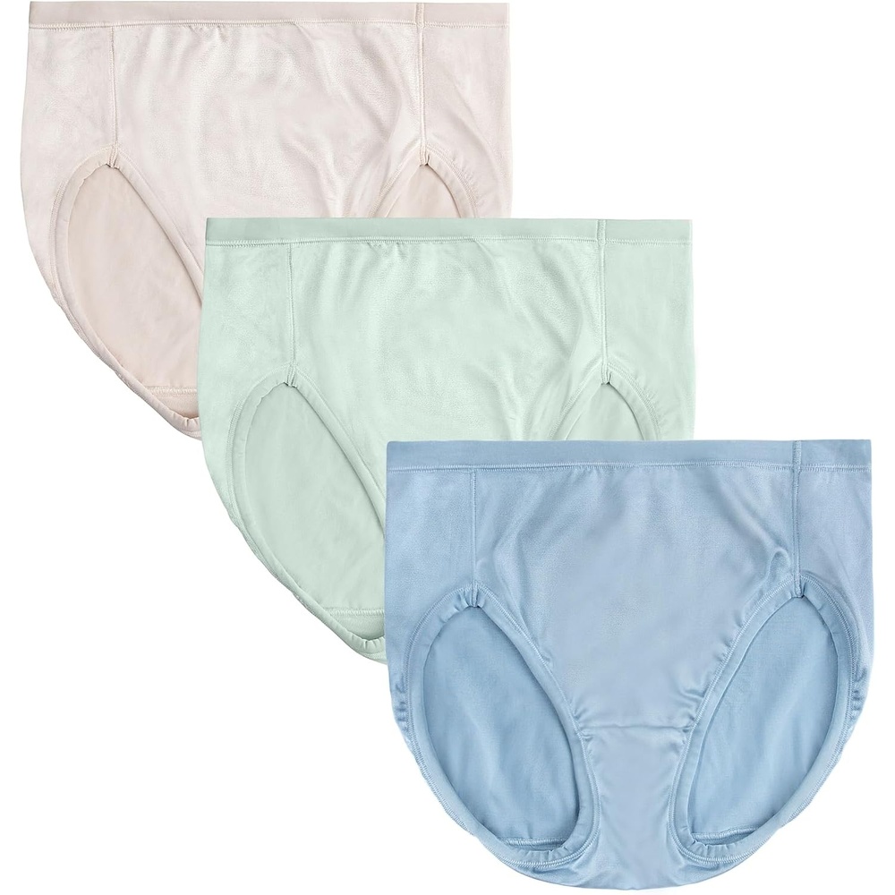 image:imageVanity Fair Womens Body Caress Flexible Fit PantiesHi Cut 3 Pack Mint ChipMorning RainFawn