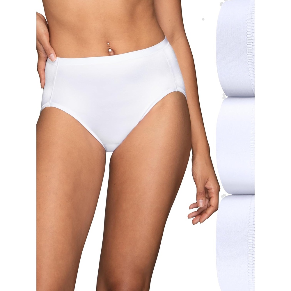 image:imageVanity Fair Womens Body Caress Flexible Fit PantiesHi Cut 3 Pack White