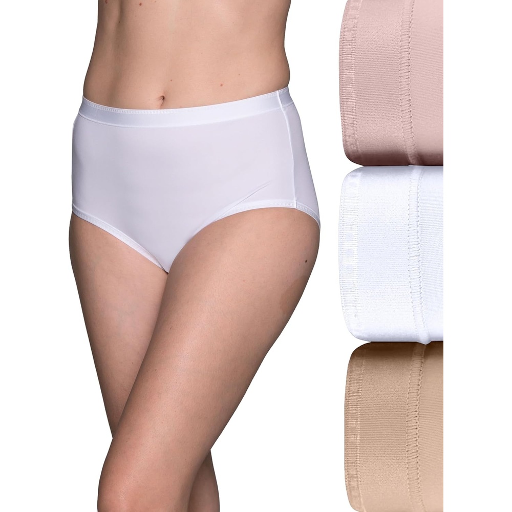 image:imageVanity Fair Womens Comfort Where It Counts No Ride Up PantiesBrief 3 Pack QuartzWhiteBeige