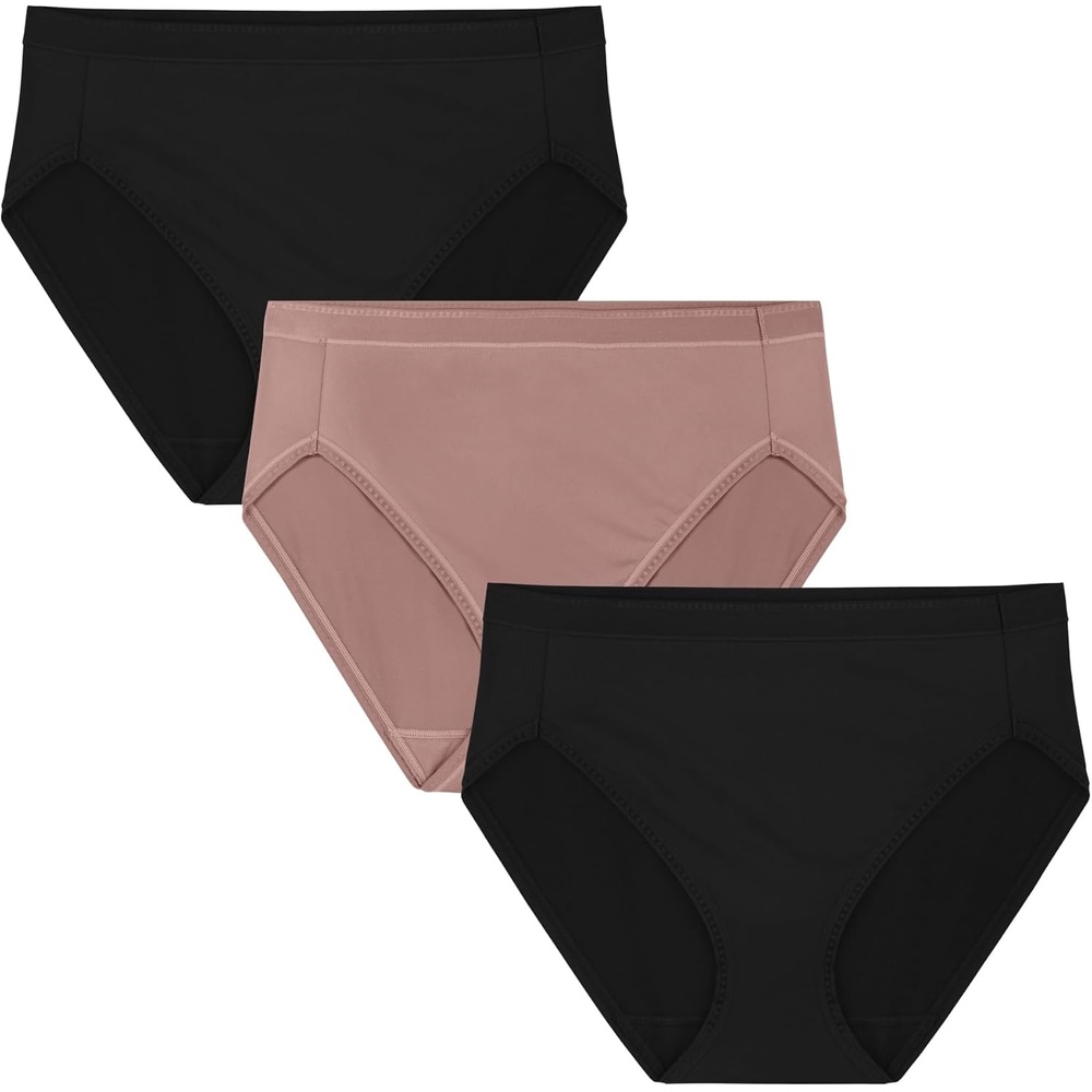 image:imageVanity Fair Womens Comfort Where It Counts No Ride Up PantiesHi Cut 3 Pack BlackBlushBlack