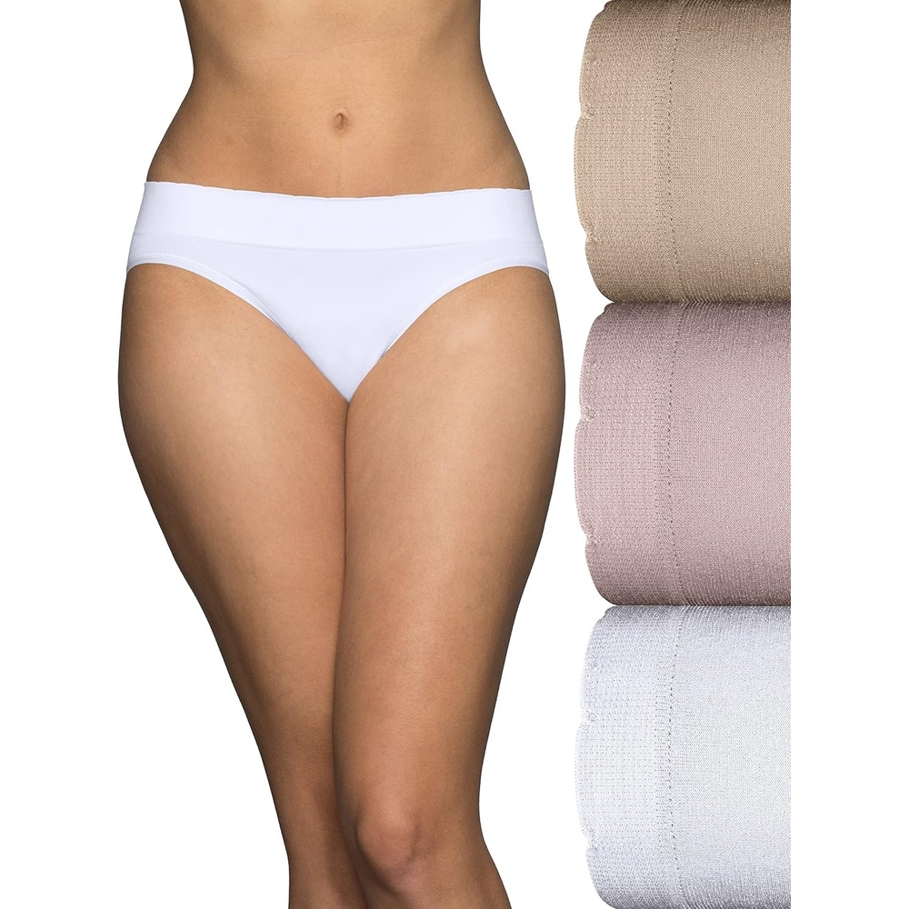 image:imageVanity Fair Womens No Pinch No Show Seamless UnderwearBikini 3 Pack QuartzWhiteNeutral