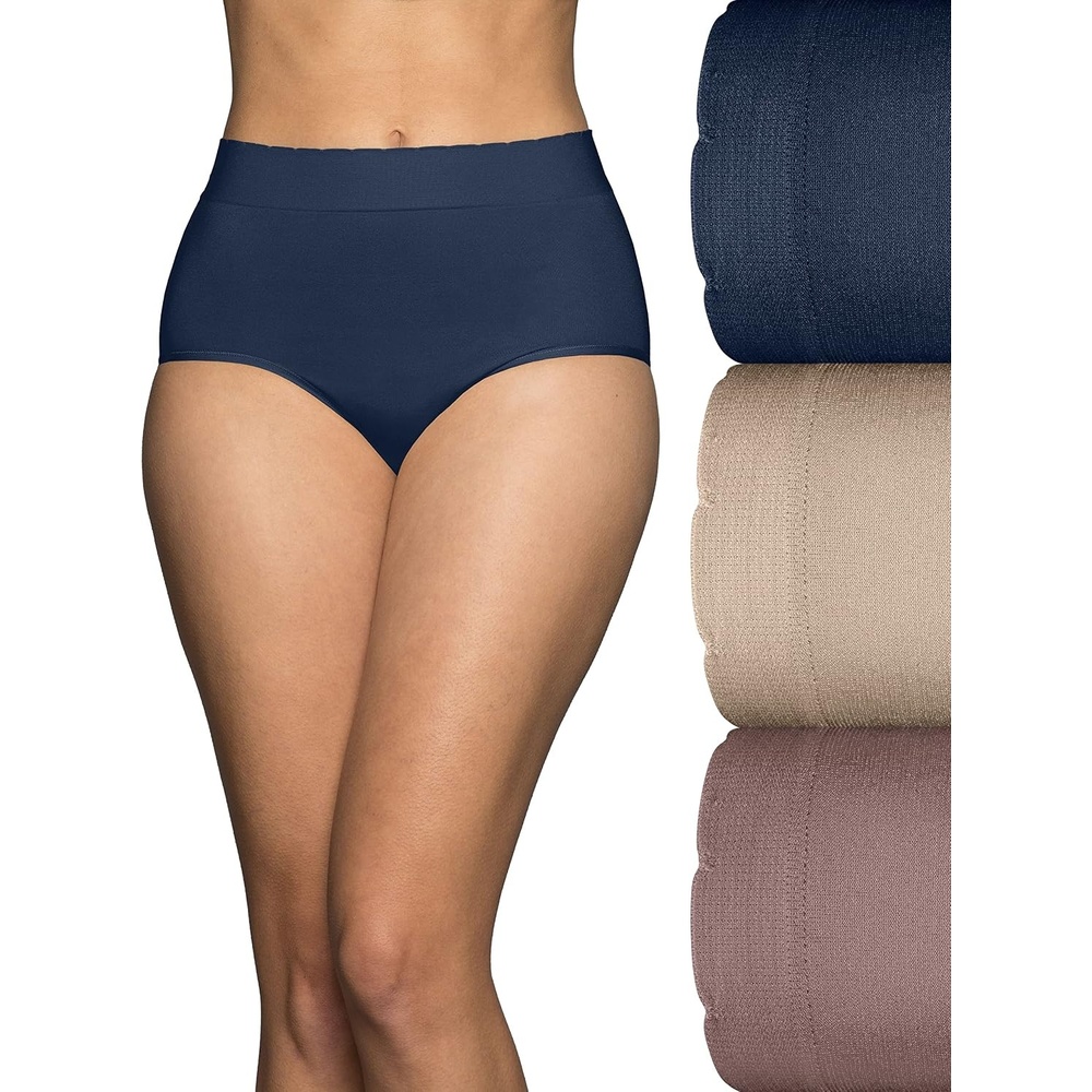 image:imageVanity Fair Womens No Pinch No Show Seamless UnderwearBrief 3 Pack ChocolateNeutralNavy