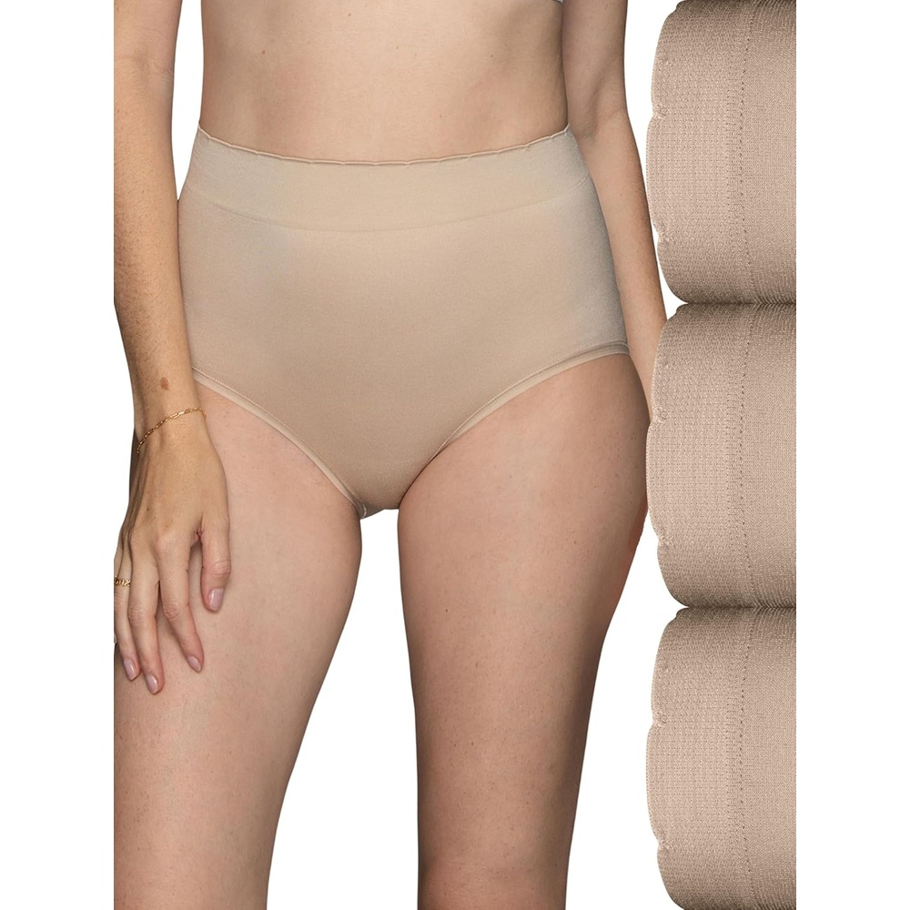 image:imageVanity Fair Womens No Pinch No Show Seamless UnderwearBrief 3 Pack NeutralNeutralNeutral
