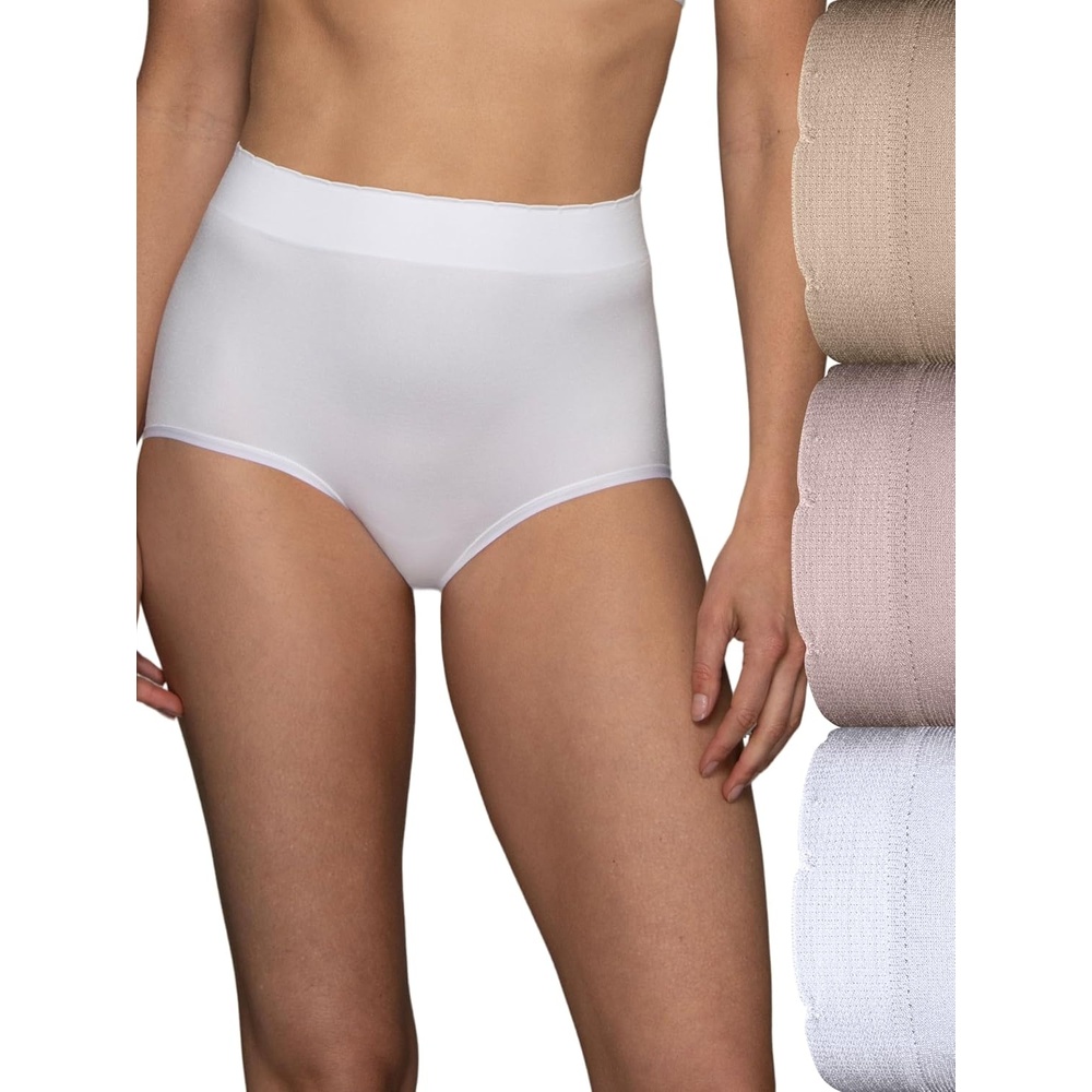 image:imageVanity Fair Womens No Pinch No Show Seamless UnderwearBrief 3 Pack QuartzWhiteNeutral