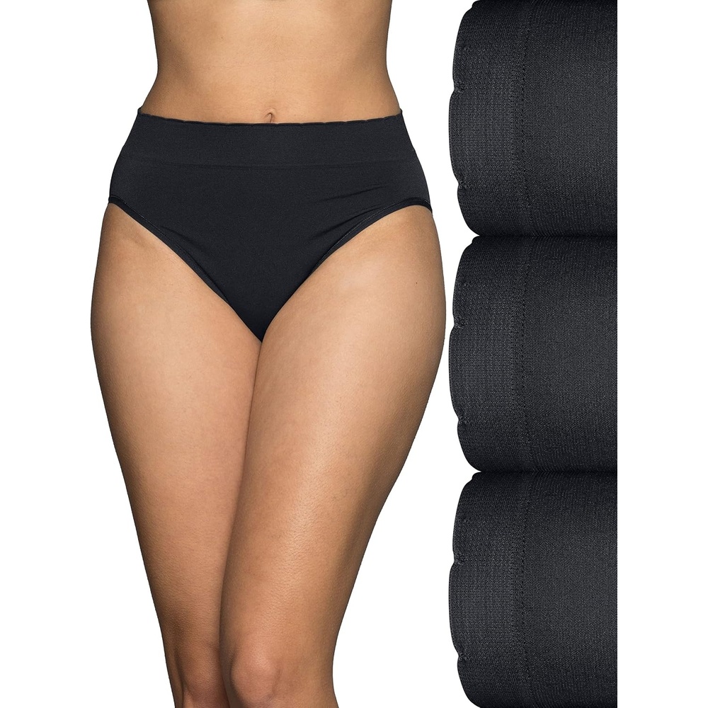image:imageVanity Fair Womens No Pinch No Show Seamless UnderwearHi Cut 3 Pack BlackBlackBlack
