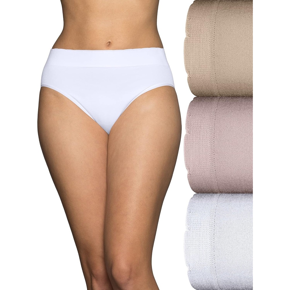 image:imageVanity Fair Womens No Pinch No Show Seamless UnderwearHi Cut 3 Pack QuartzWhiteNeutral