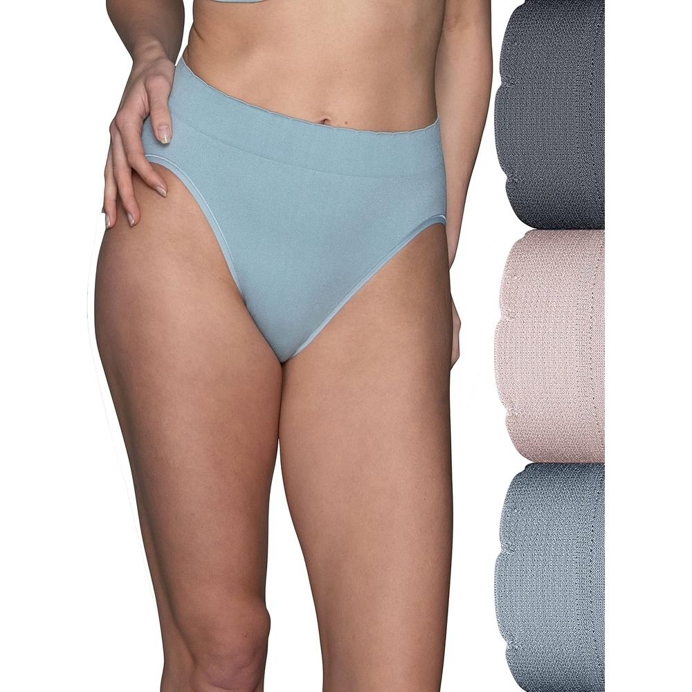 image:imageVanity Fair Womens No Pinch No Show Seamless UnderwearHi Cut 3 Pack Seaside MistQuartzSteele Shadow