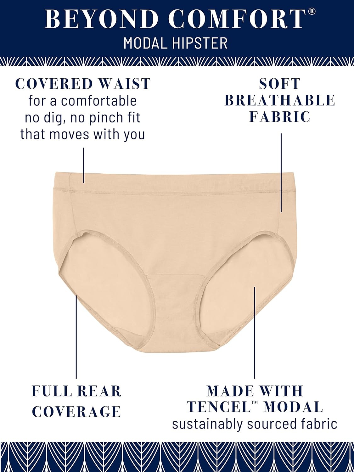 image:imageVanity Fair Womens Beyond Comfort Seamless Waist PantiesModal White