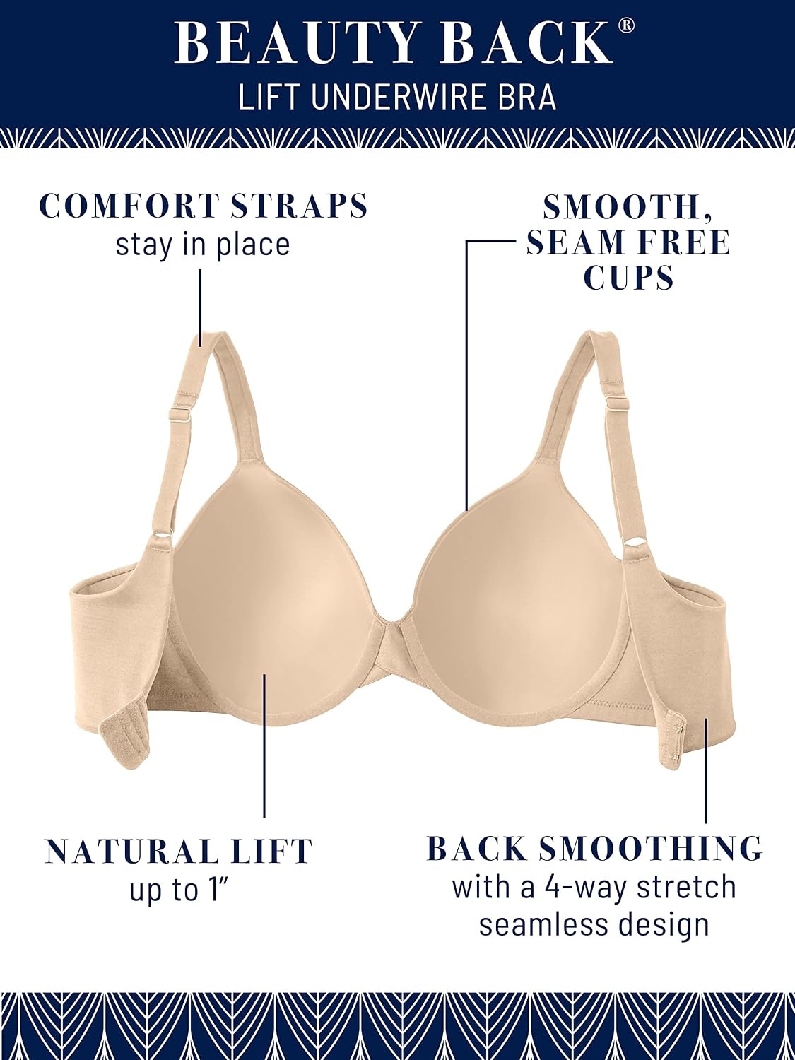 image:imageVanity Fair Womens Exquisitely You Lift Full Figure Underwire Bra 76093Back Smoothing 78349 Neutral