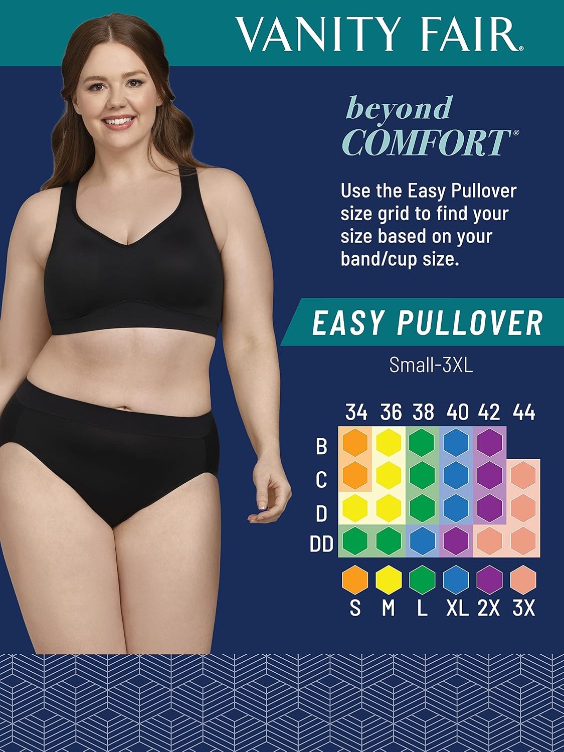 image:imageVanity Fair Womens Wireless Beyond Comfort Bra with Seamless Back 34B44DDBlack