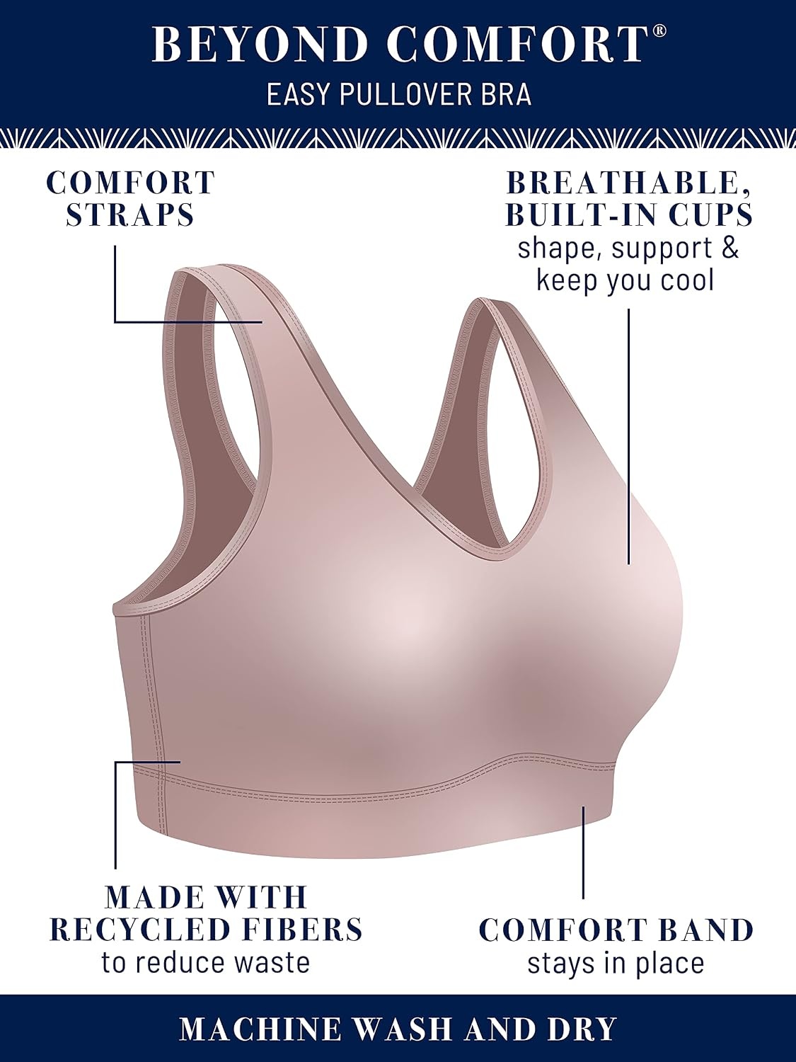 image:imageVanity Fair Womens Wireless Beyond Comfort Bra with Seamless Back 34B44DDWhite