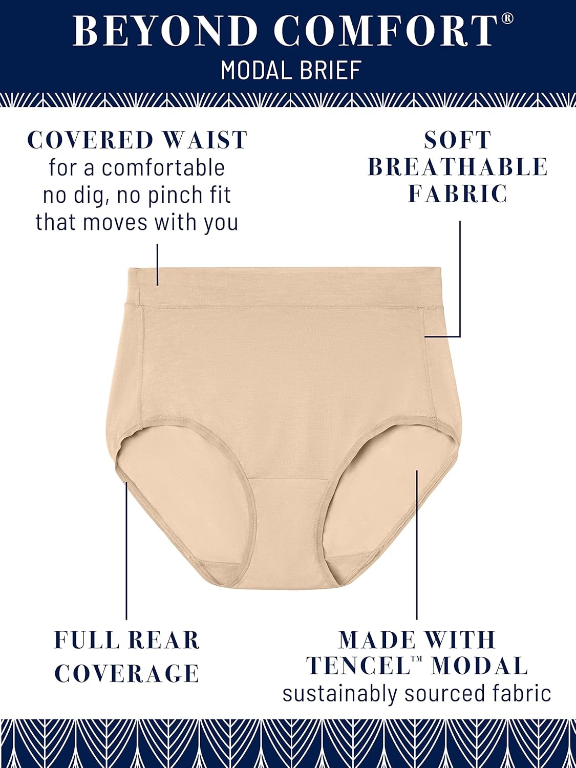 image:imageVanity Fair womens Beyond Comfort Brief PantiesModal Black