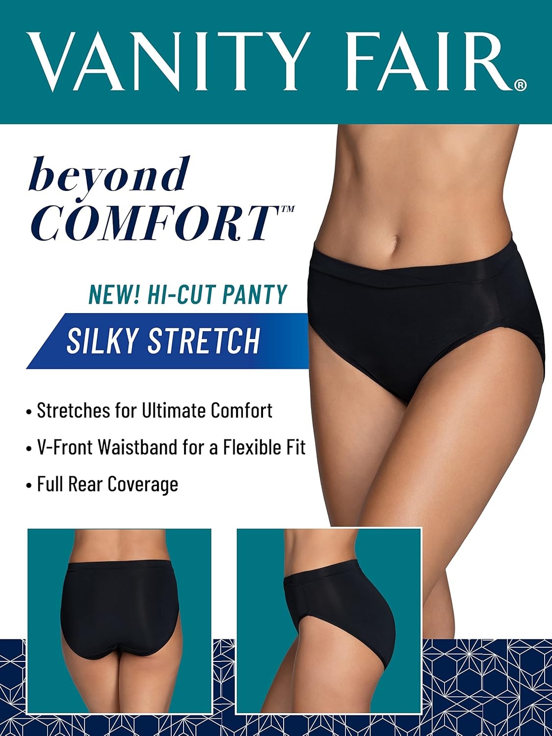 image:imageVanity Fair womens Beyond Comfort Hi Cut PantiesSilky Stretch White
