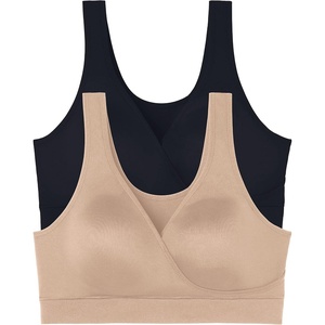 image:imageVanity Fair Womens Maternity Nursing Bras for Breastfeeding Wireless or Underwire Wireless  2 Pack  NeutralBlack 3XLarge